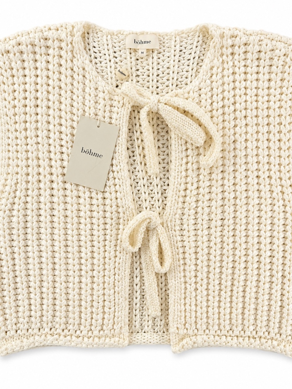 Böhme Cream Knit Tie-Front Sweater